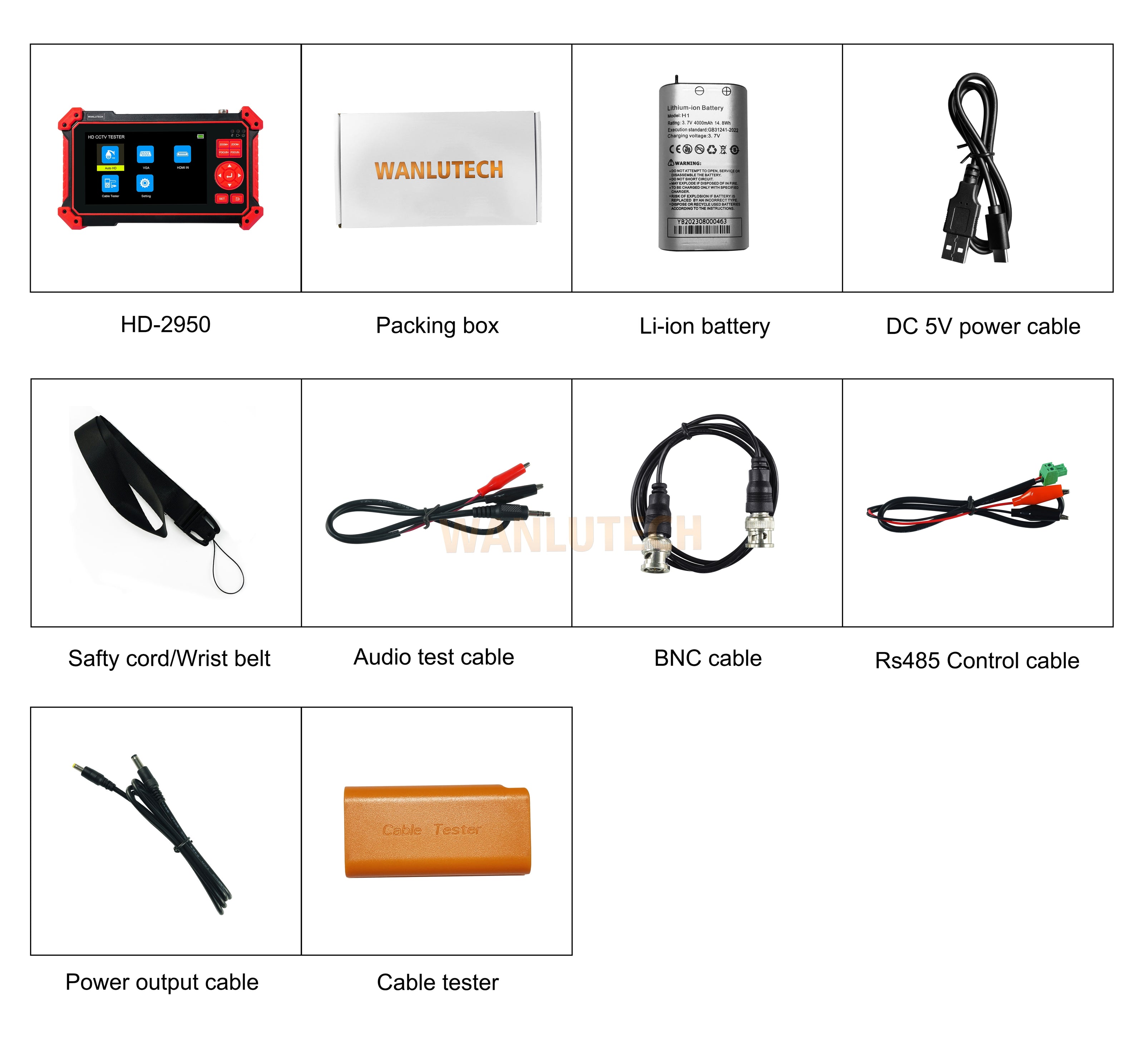 WANLUTECH CCTV Tester Essential Tool for Surveillance Camera Cable Network Testing HD-2950