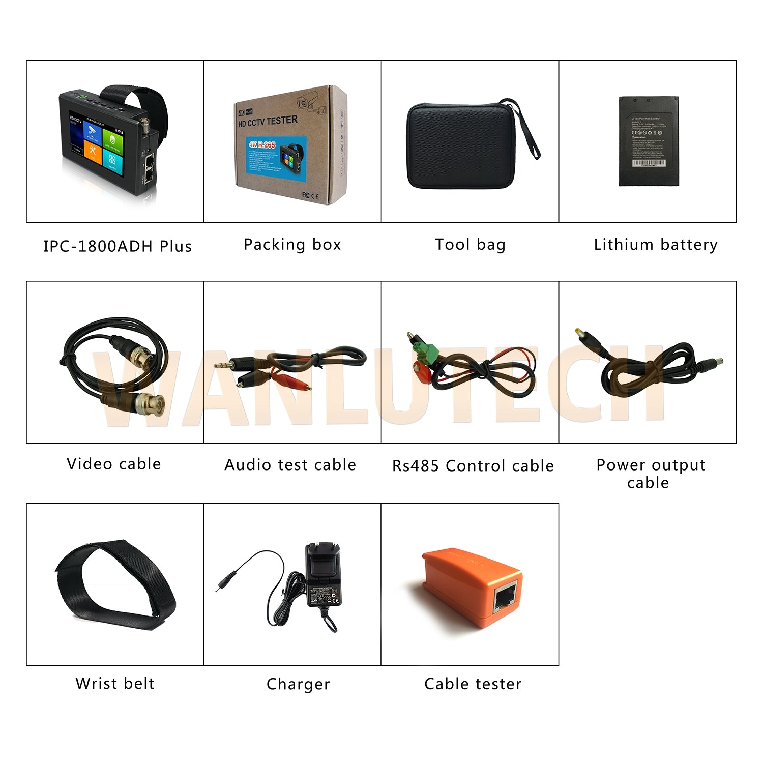 WANLUTECH CCTV Tester Essential Tool for Surveillance Camera Cable Network Testing IPC-1800ADH Plus