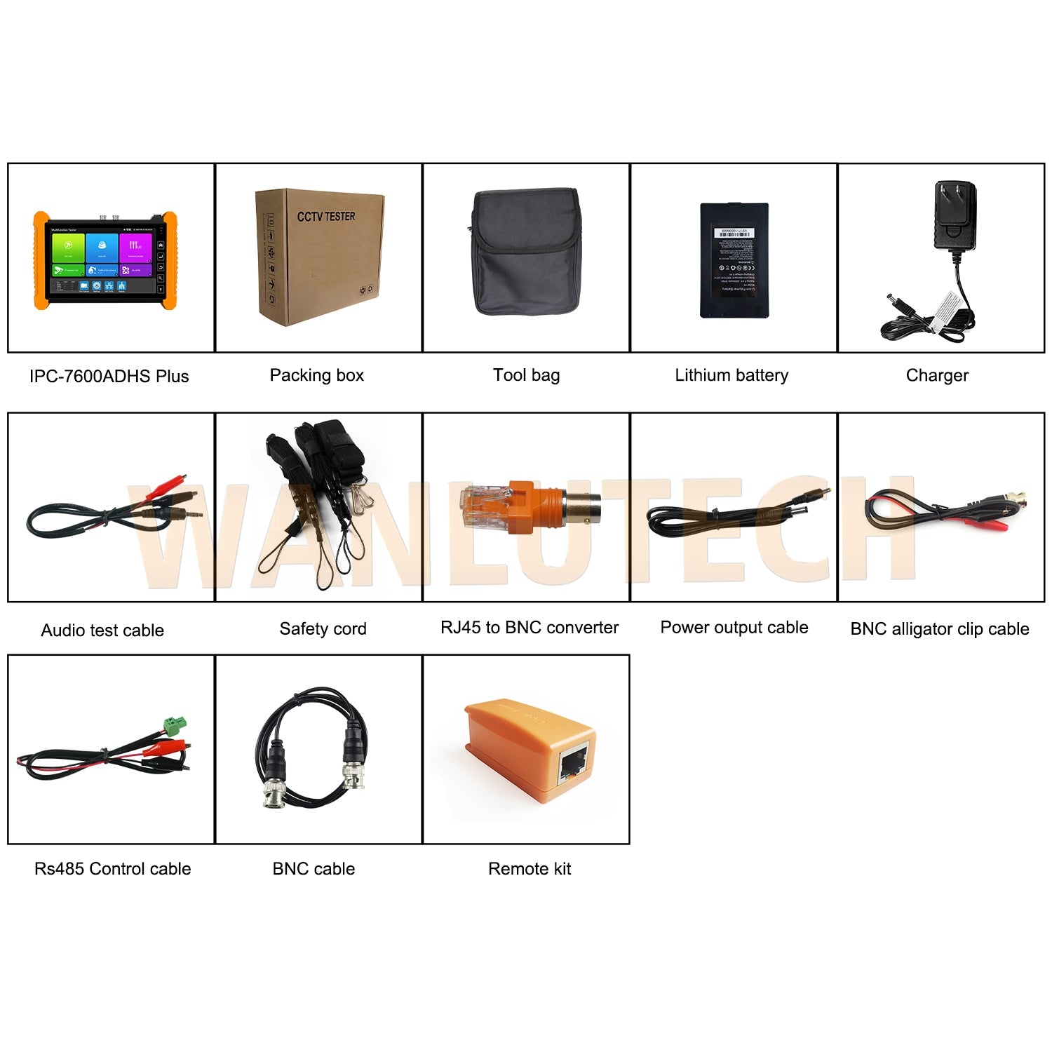 WANLUTECH CCTV Tester Essential Tool for Surveillance Camera Cable Network Testing IPC-7600ADHS-Plus