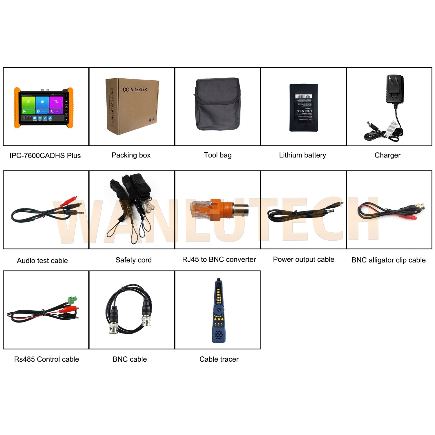 WANLUTECH CCTV Tester Essential Tool for Surveillance Camera Cable Network Testing IPC-7600CADHS-Plus