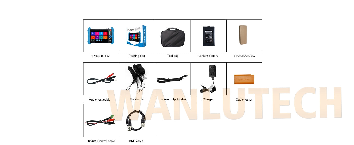 WANLUTECH CCTV Tester Essential Tool for Surveillance Camera Cable Network Testing IPC-9800 Pro