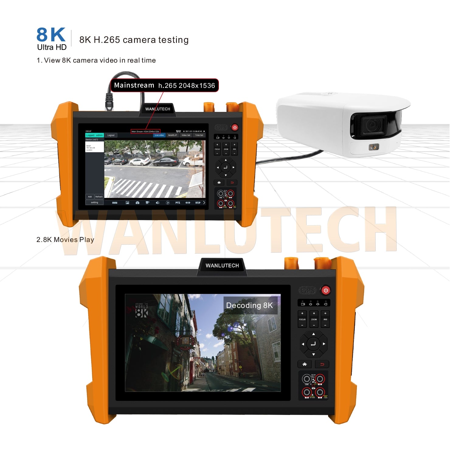 WANLUTECH CCTV Tester Essential Tool for Surveillance Camera Cable Network Testing K15-ADH