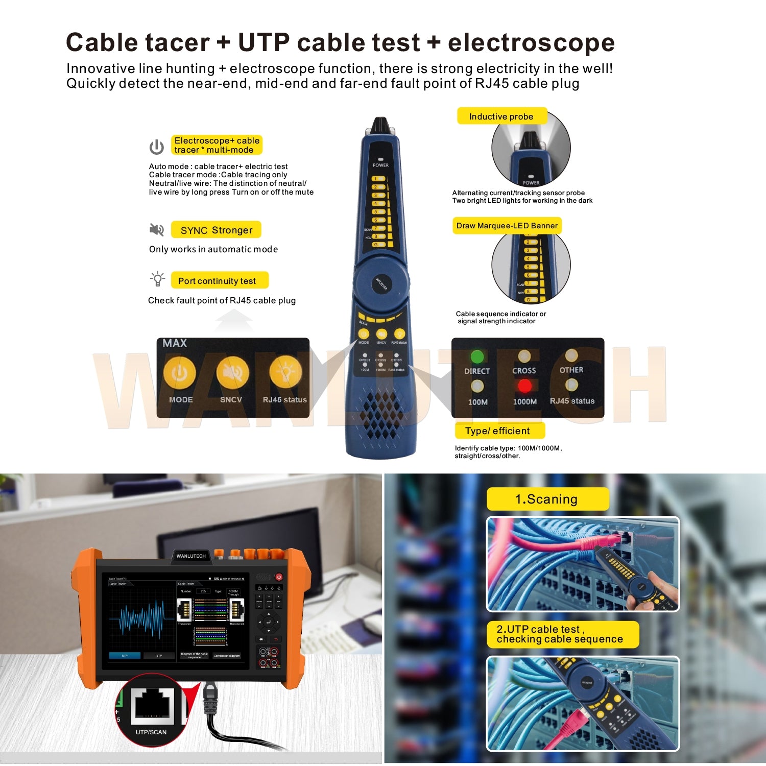 WANLUTECH CCTV Tester Essential Tool for Surveillance Camera Cable Network Testing K15-CLMOVTADHSEF