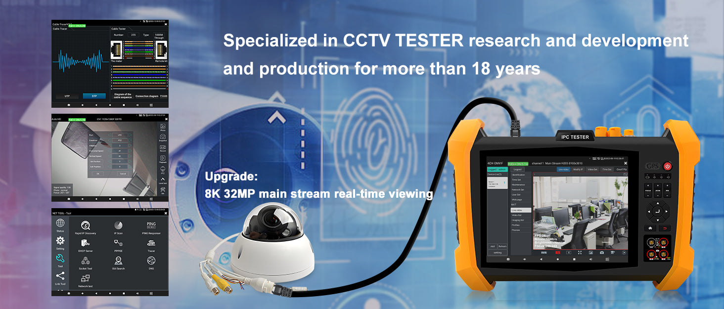 WANLUTECH CCTV Tester Essential Tool for Surveillance Camera Cable Network Testing