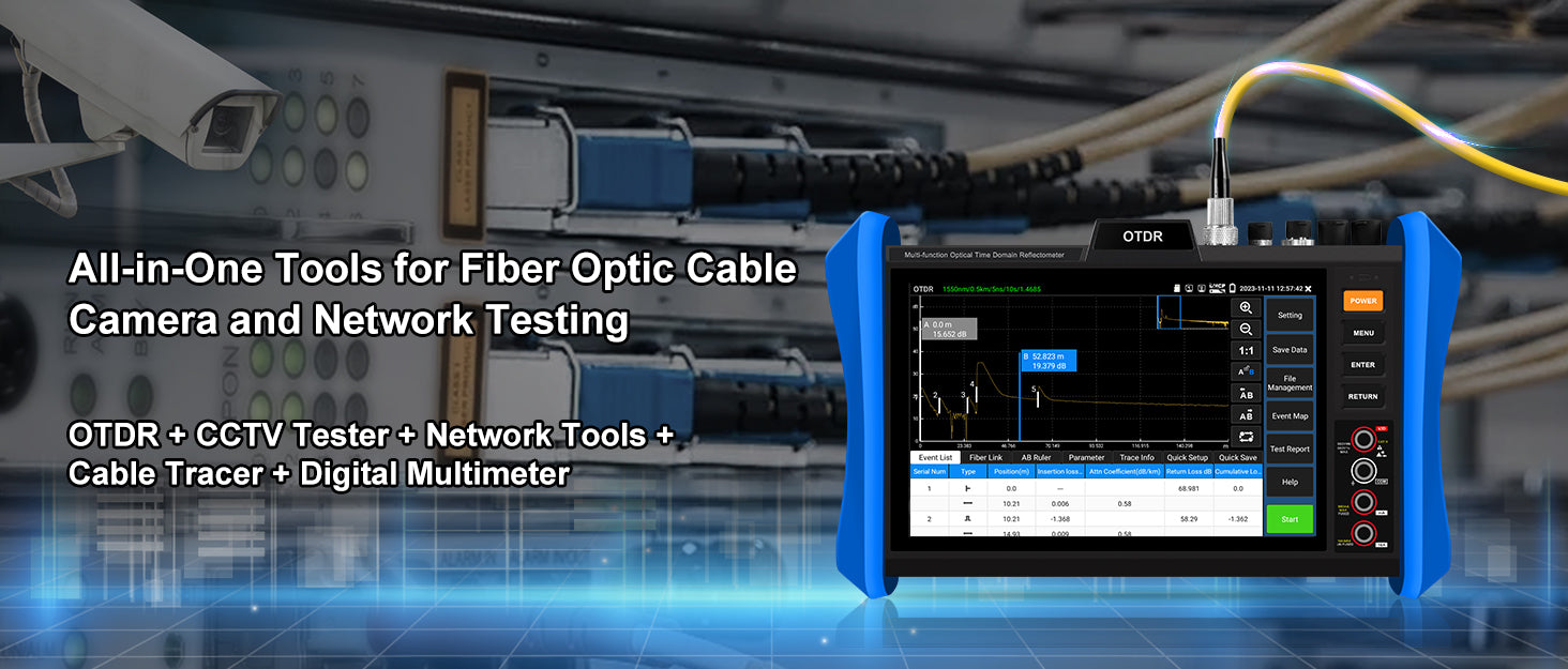 WANLUTECH CCTV OTDR Tester Essential Tool for Surveillance Camera Fiber Optic Cable Network Testing