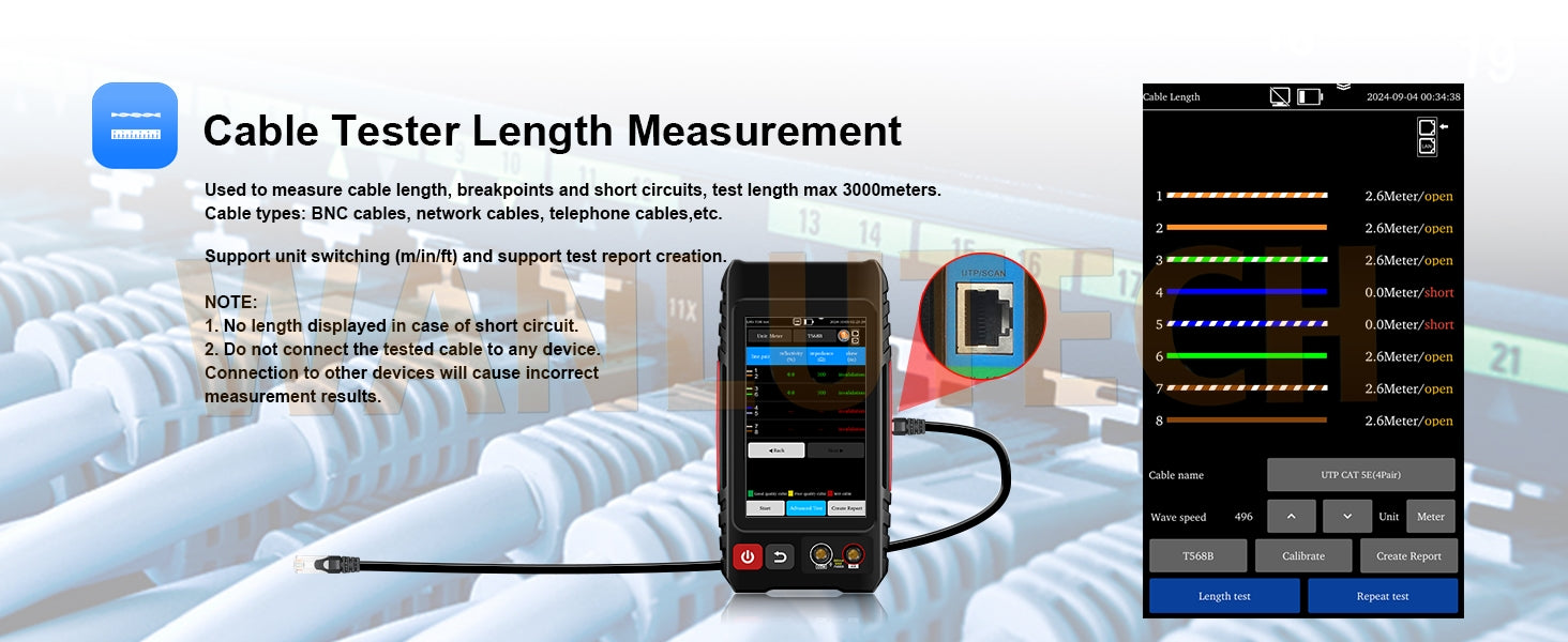 WANLUTECH Network Cable Tester, Digital Tone Generator with Probe Support Digital Multimeter Optical Power Meter Visual Fault Locator Network Test PoE Test Cable Continuity Testing (LT-600M)