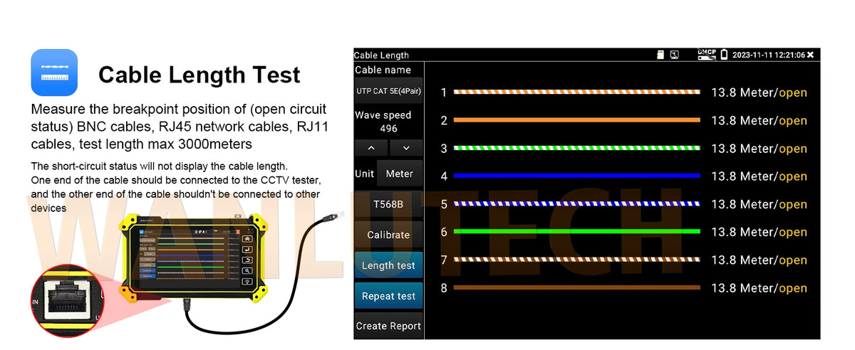 WANLUTECH CCTV Tester Essential Tool for Surveillance Camera Cable Network Testing E66