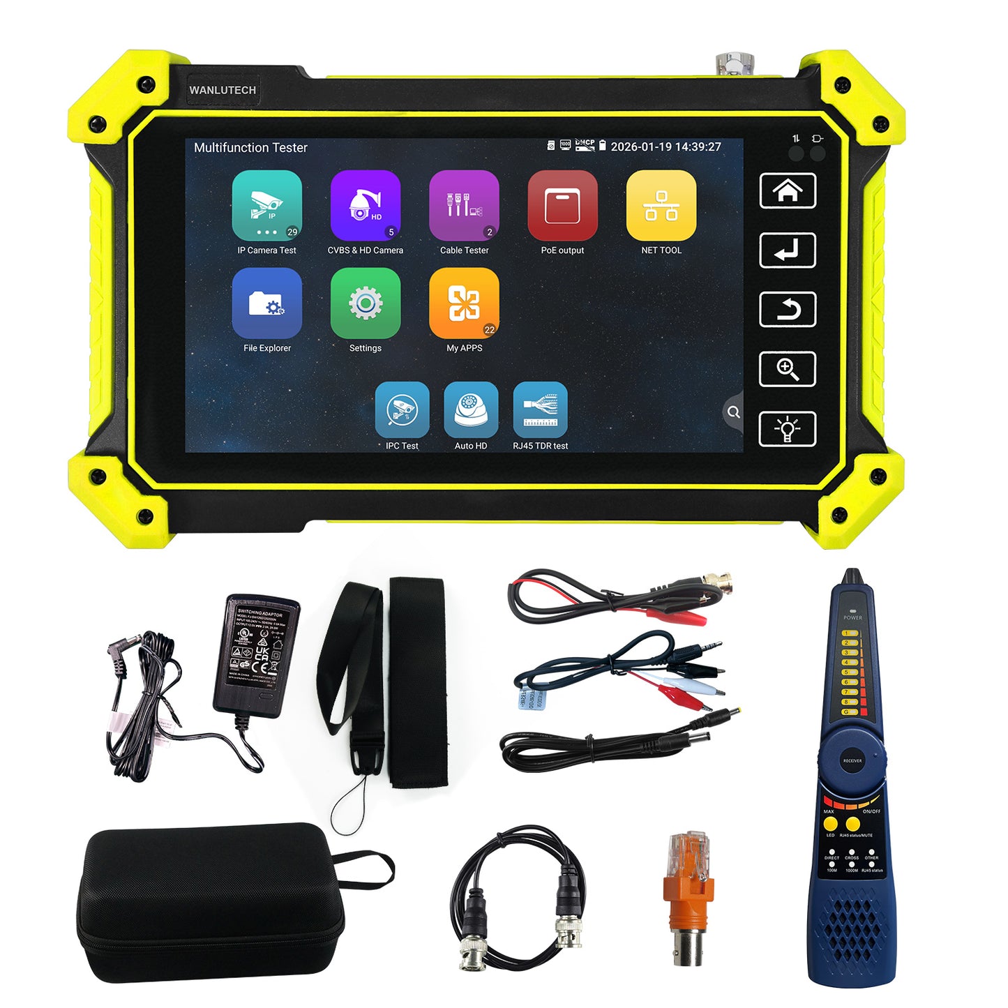 WANLUTECH Verbesserte 8K 32MP IP-Kamera 8MP CVI TVI AHD Analogkamera-Tester 5,4-Zoll-Touchscreen-Kabel-Tracer RJ45-Kabel TDR-Tester RS485 HDMI-Eingang VGA-Eingang (IPC-5100C Plus)