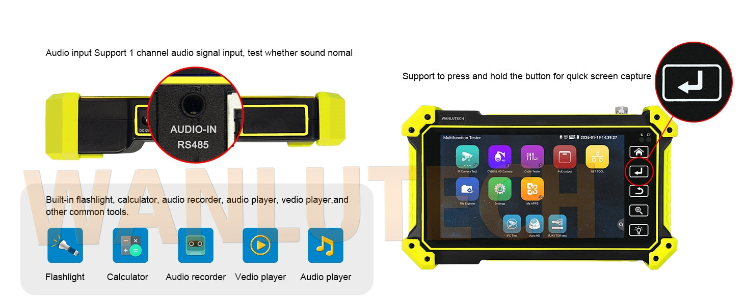 WANLUTECH CCTV Tester Essential Tool for Surveillance Camera Cable Network Testing E67