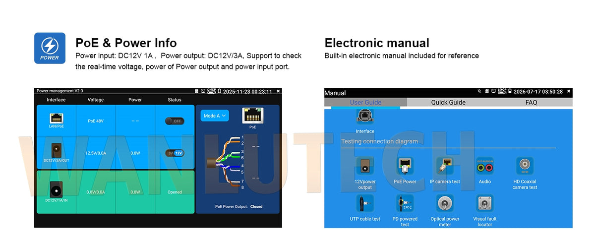 WANLUTECH CCTV Tester Essential Tool for Surveillance Camera Cable Network Testing E67