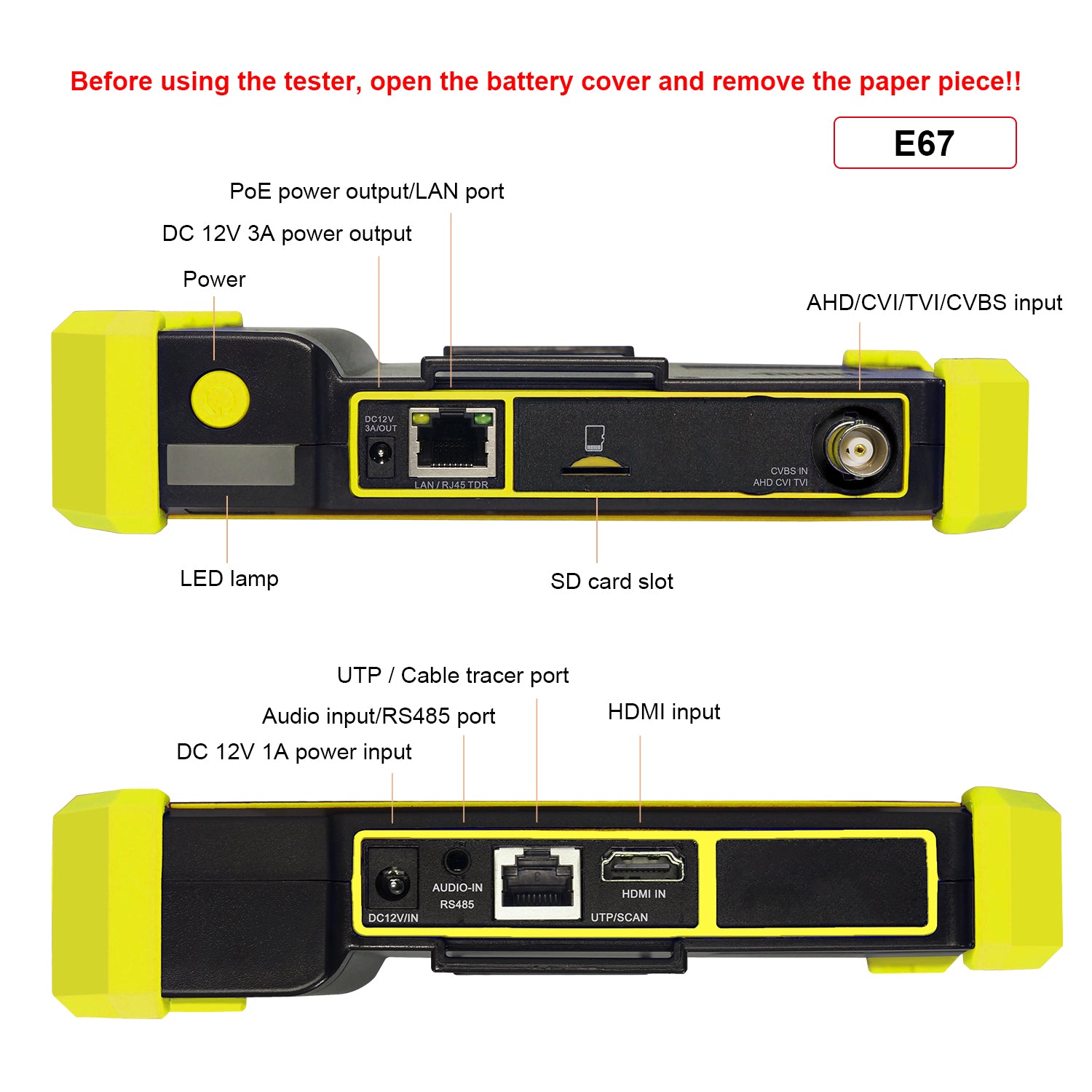 WANLUTECH CCTV Tester Essential Tool for Surveillance Camera Cable Network Testing E67