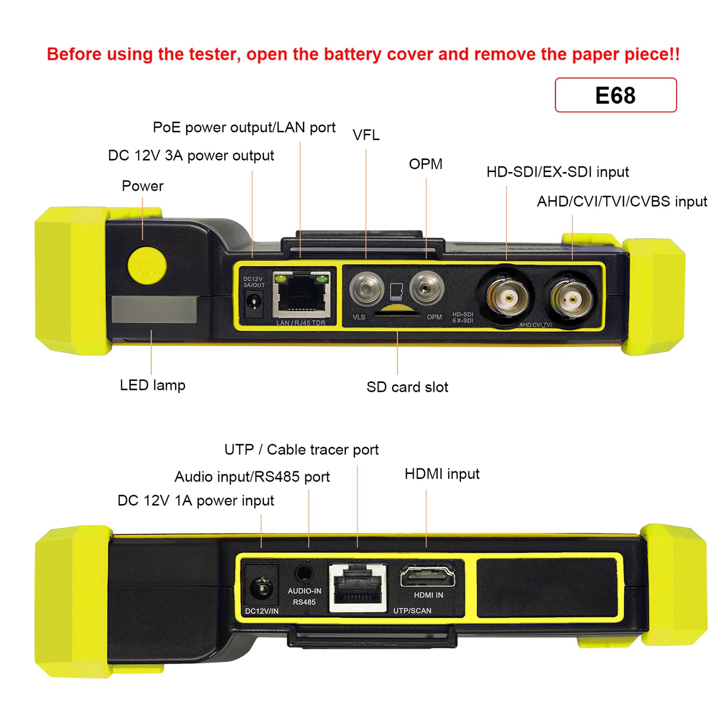 WANLUTECH CCTV Tester Essential Tool for Surveillance Camera Cable Network Testing E68