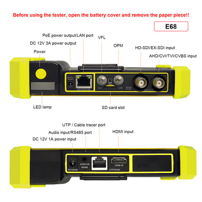 WANLUTECH CCTV Tester Essential Tool for Surveillance Camera Cable Network Testing E68