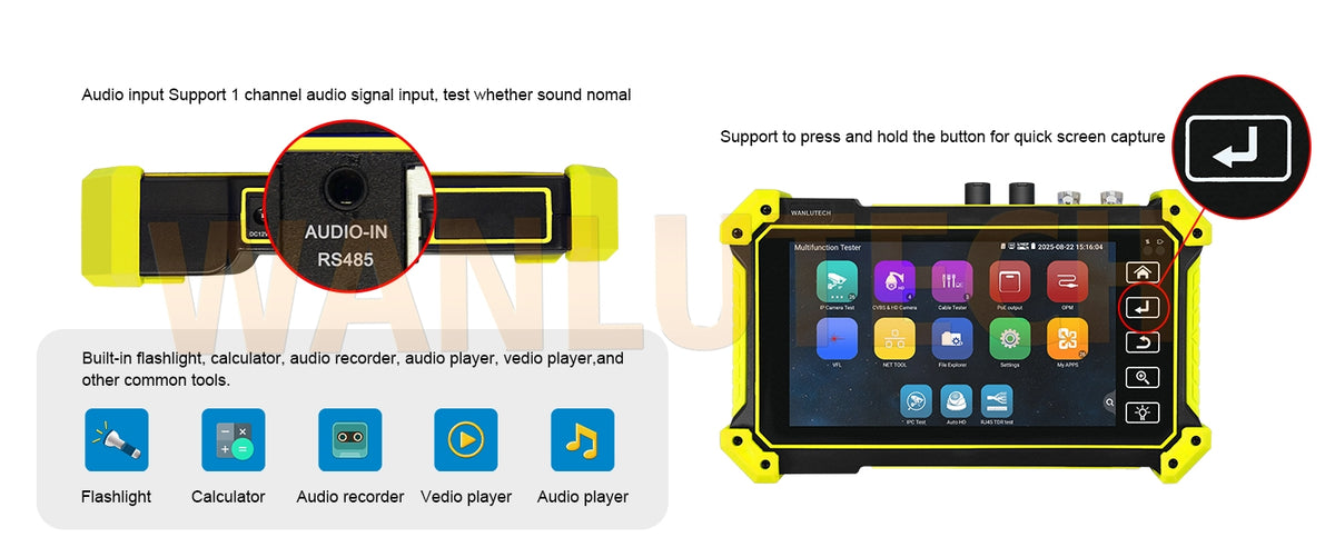 WANLUTECH CCTV Tester Essential Tool for Surveillance Camera Cable Network Testing E68