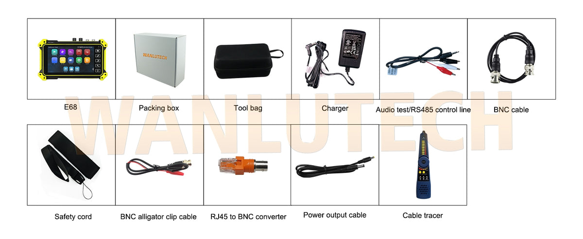 WANLUTECH CCTV Tester Essential Tool for Surveillance Camera Cable Network Testing E68