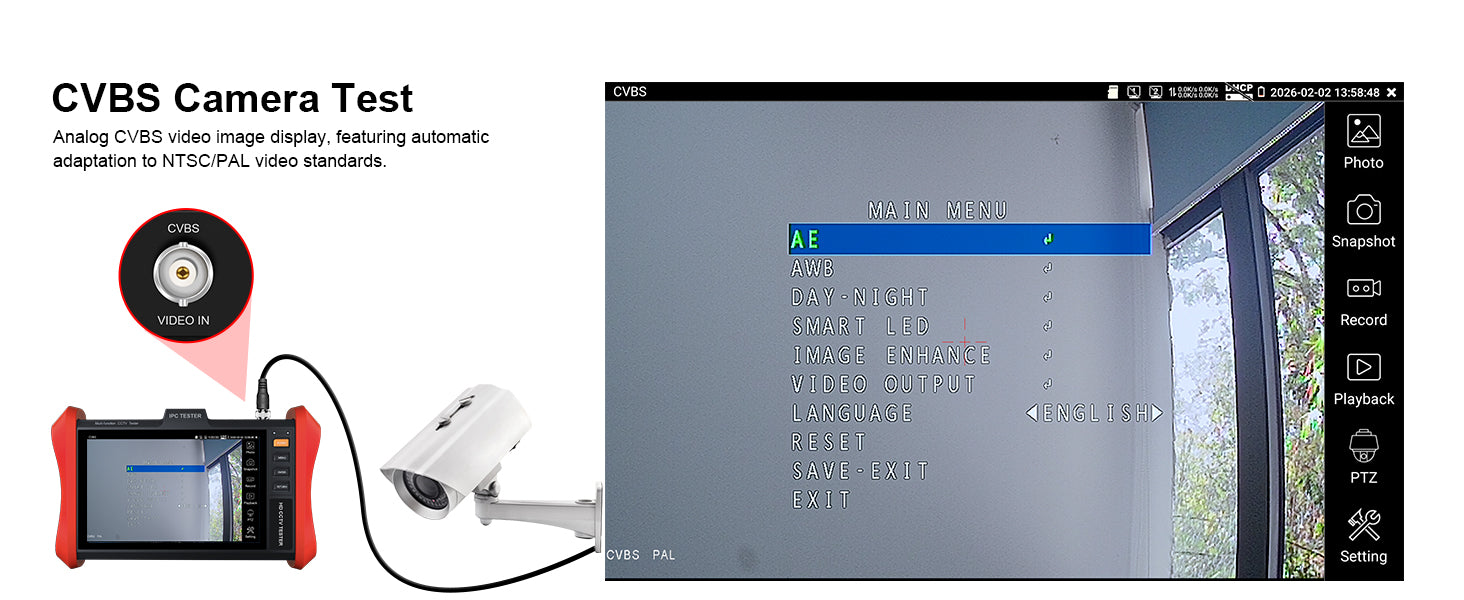 WANLUTECH CCTV Tester Essential Tool for Surveillance Camera Cable Network Testing E88