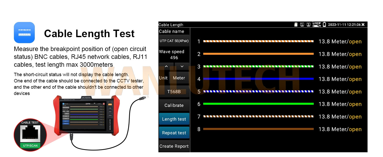 WANLUTECH CCTV Tester Essential Tool for Surveillance Camera Cable Network Testing E88 