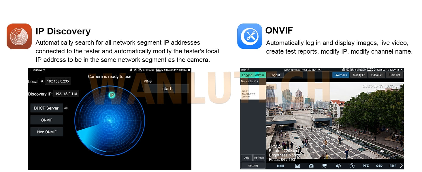 WANLUTECH CCTV Tester Essential Tool for Surveillance Camera Cable Network Testing E88 