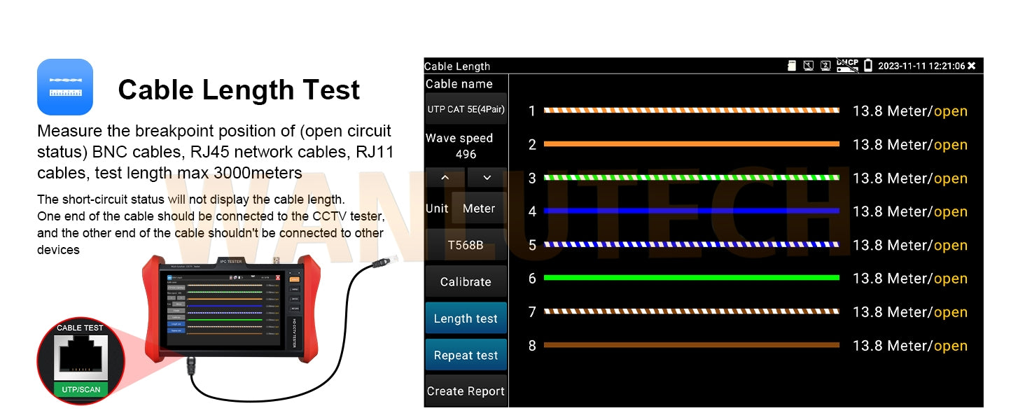 WANLUTECH CCTV Tester Essential Tool for Surveillance Camera Cable Network Testing E89