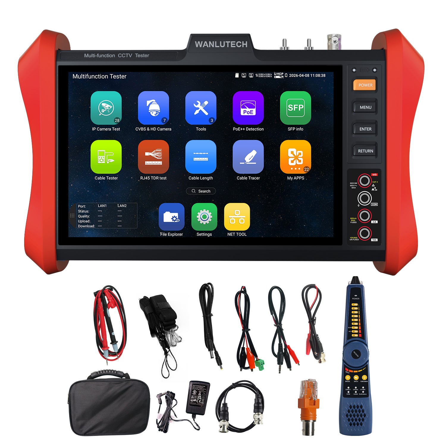 WANLUTECH CCTV Tester Essential Tool for Surveillance Camera Cable Network Testing E90