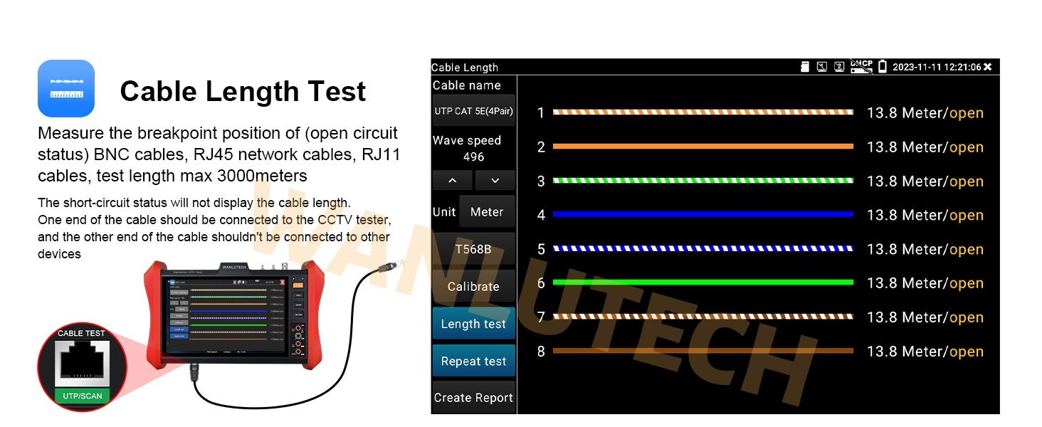 WANLUTECH CCTV Tester Essential Tool for Surveillance Camera Cable Network Testing E90