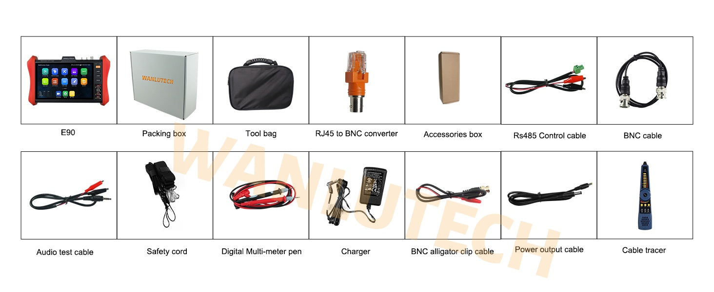 WANLUTECH CCTV Tester Essential Tool for Surveillance Camera Cable Network Testing E90
