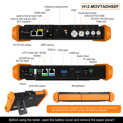 WANLUTECH CCTV Tester Essential Tool for Surveillance Camera Cable Network Testing H12-MOVTADHSEF