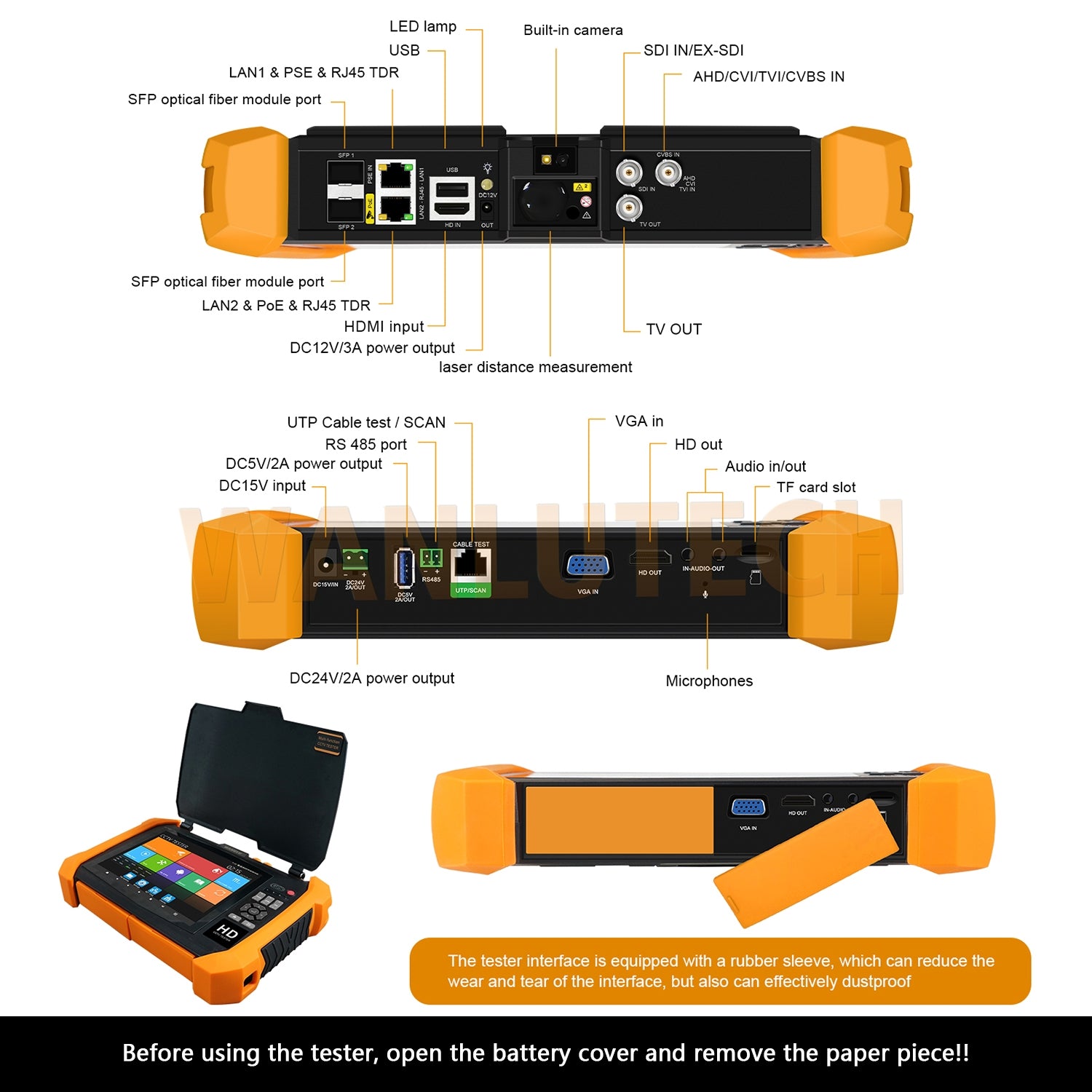 WANLUTECH CCTV Tester Essential Tool for Surveillance Camera Cable Network Testing H20-CADHSEF 