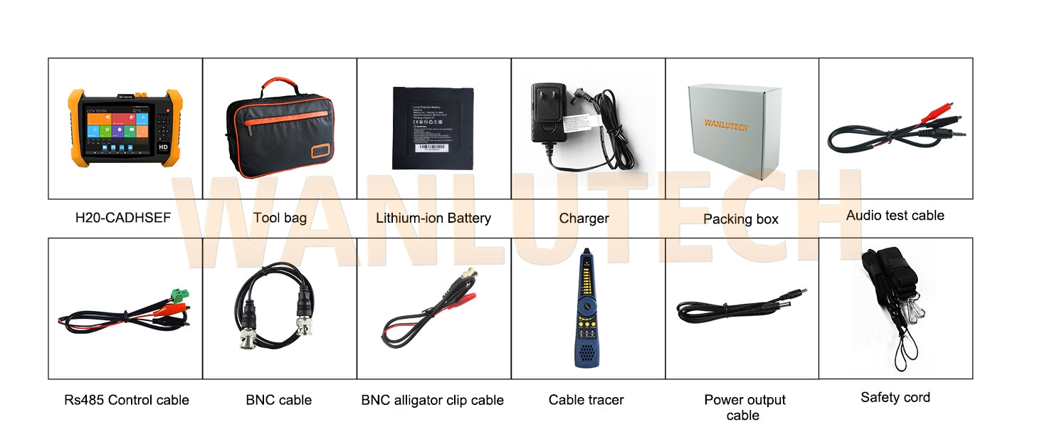 WANLUTECH CCTV Tester Essential Tool for Surveillance Camera Cable Network Testing H20-CADHSEF 