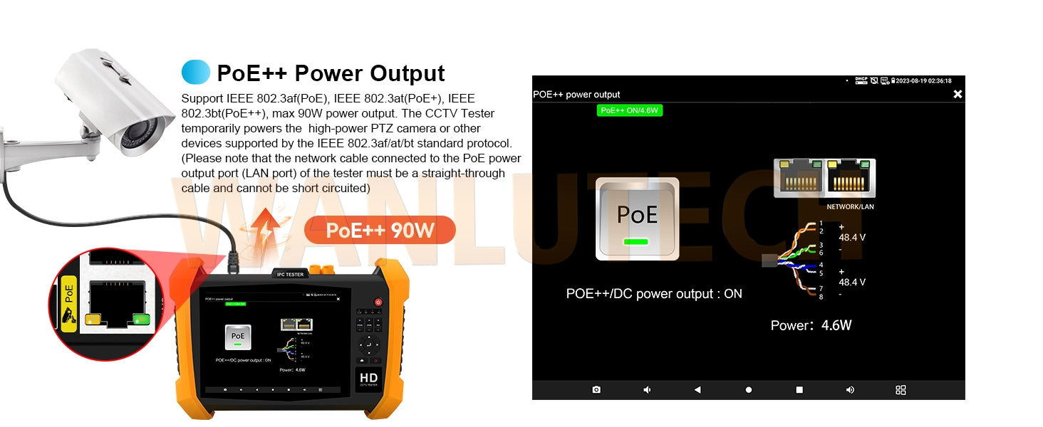 WANLUTECH CCTV Tester Essential Tool for Surveillance Camera Cable Network Testing H20-CADHSEF 