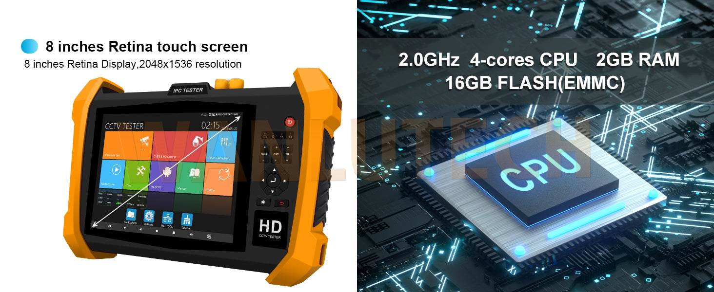 WANLUTECH CCTV Tester Essential Tool for Surveillance Camera Cable Network Testing H20-CADHSEF 
