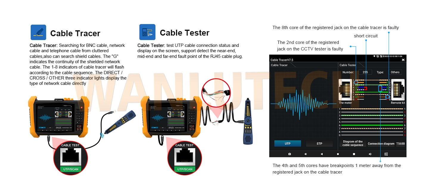 WANLUTECH CCTV Tester Essential Tool for Surveillance Camera Cable Network Testing H20-MOVTADHSEF
