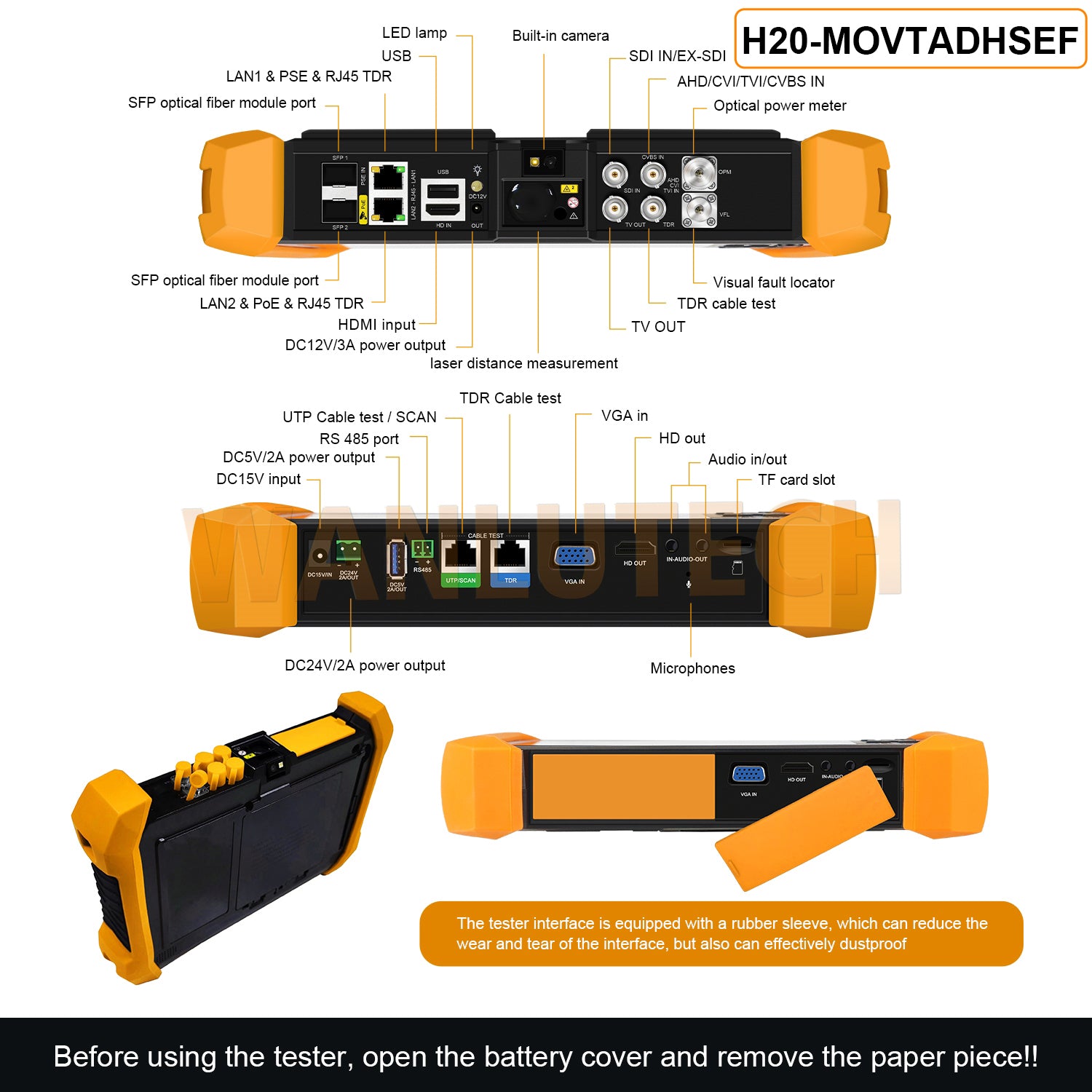 WANLUTECH CCTV Tester Essential Tool for Surveillance Camera Cable Network Testing H20-MOVTADHSEF 
