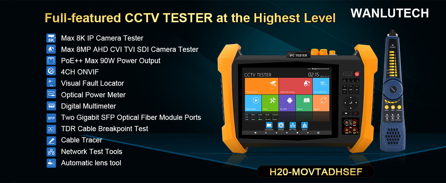 WANLUTECH CCTV Tester Essential Tool for Surveillance Camera Cable Network Testing