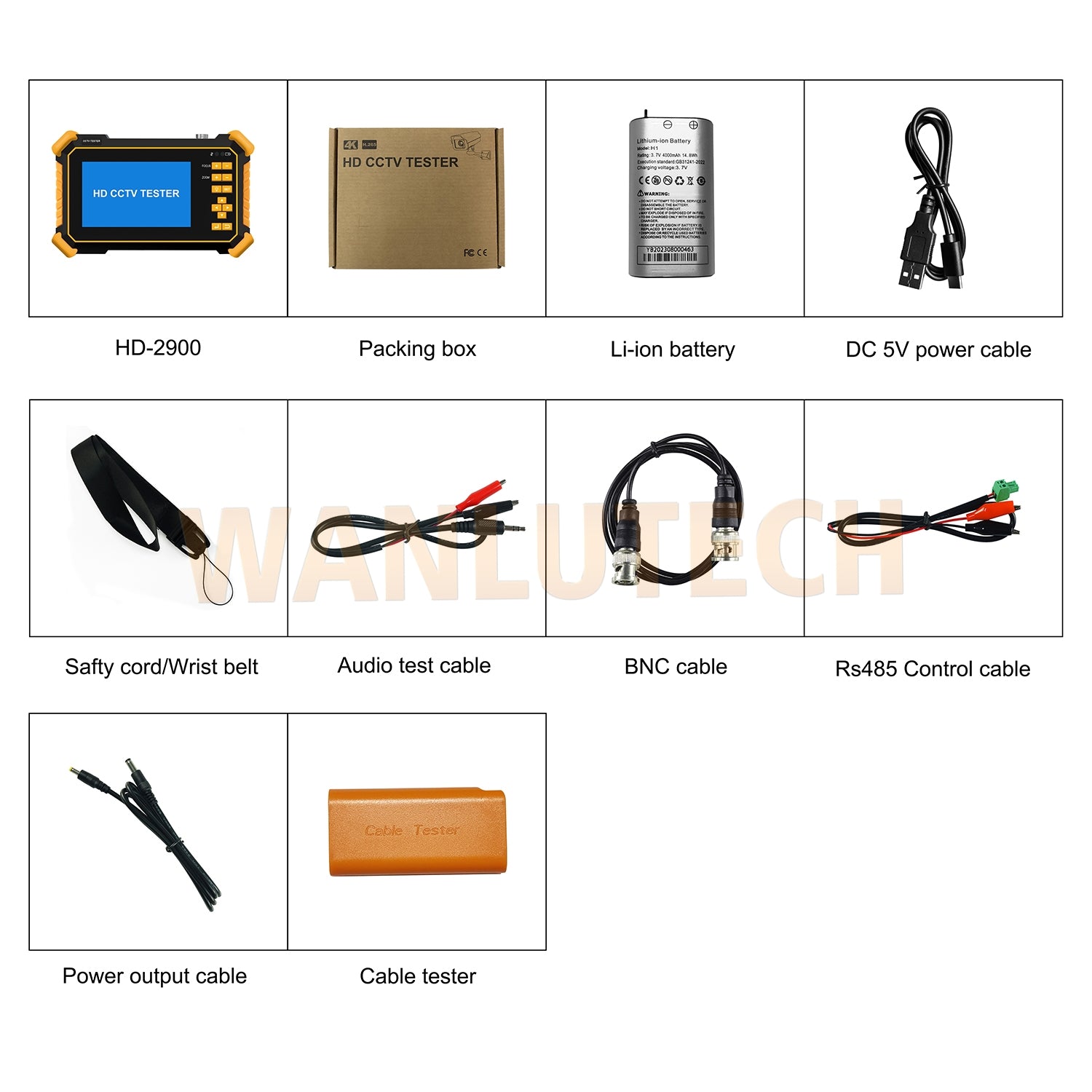 WANLUTECH CCTV Tester Essential Tool for Surveillance Camera Cable Network Testing HD-2900