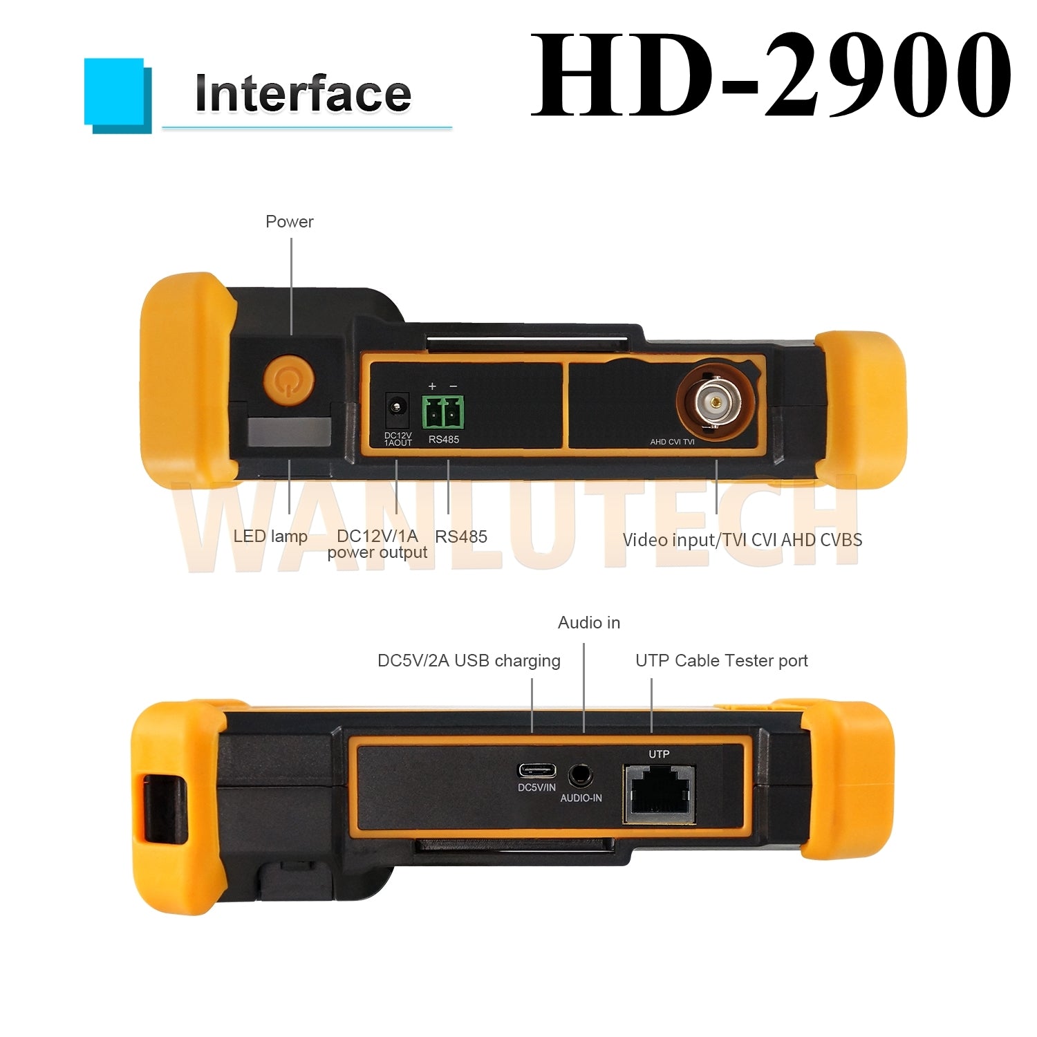 WANLUTECH CCTV Tester Essential Tool for Surveillance Camera Cable Network Testing HD-2900