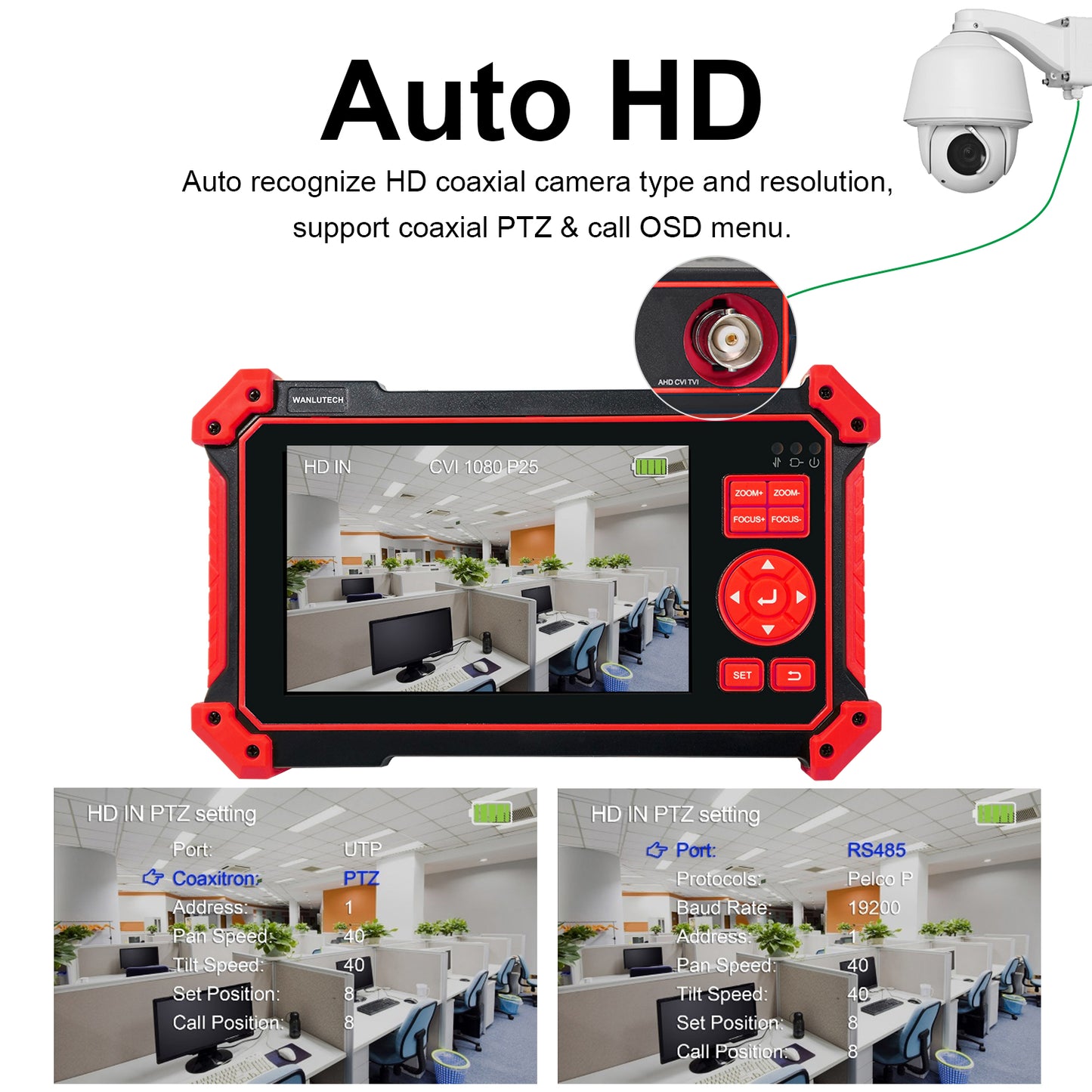 WANLUTECH CCTV Tester Essential Tool for Surveillance Camera Cable Network Testing HD-2950