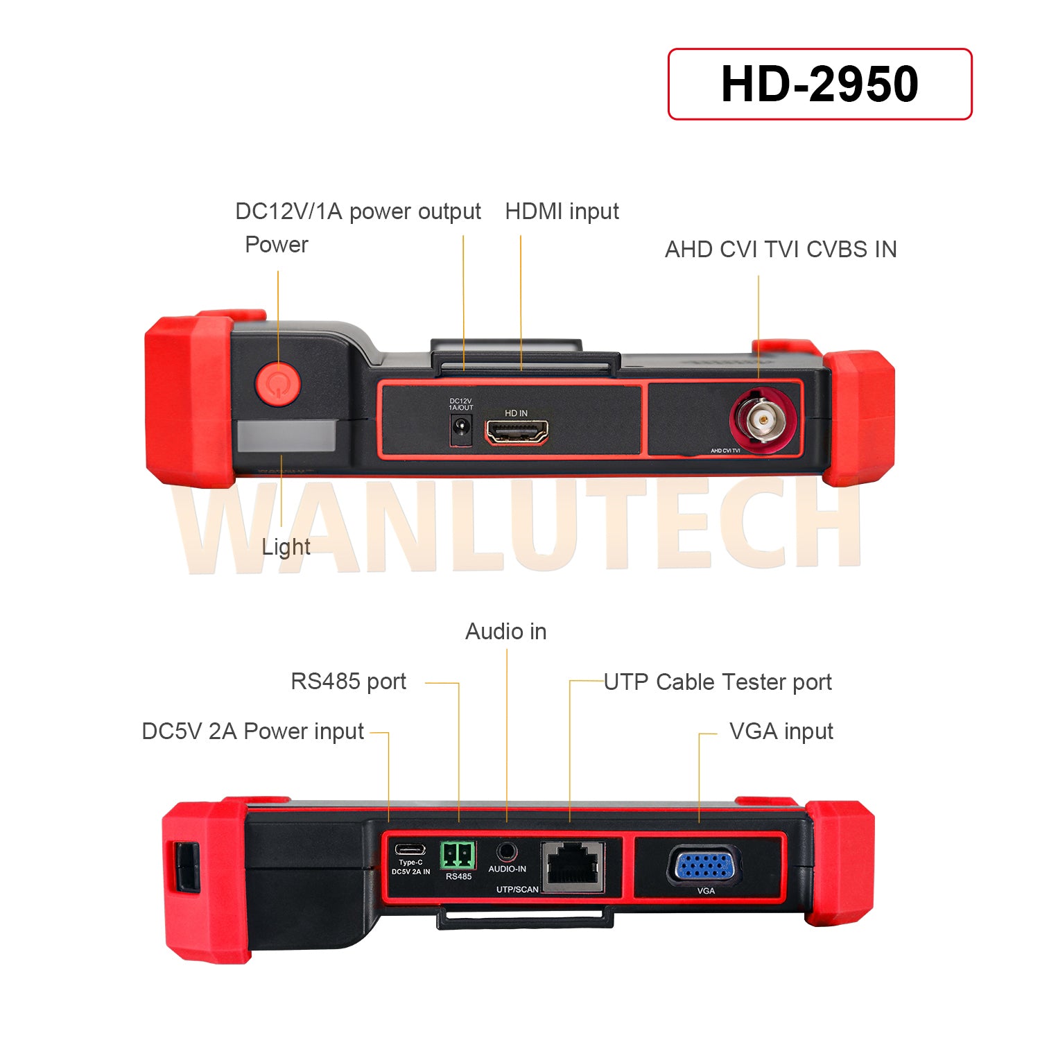 WANLUTECH CCTV Tester Essential Tool for Surveillance Camera Cable Network Testing HD-2950