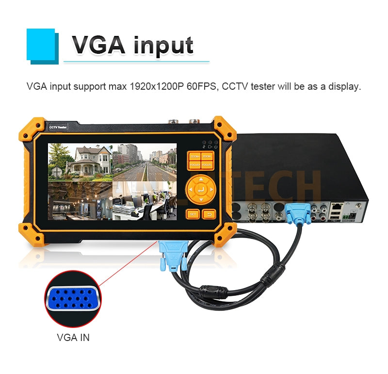 WANLUTECH CCTV Tester Essential Tool for Surveillance Camera Cable Network Testing HD-3200C