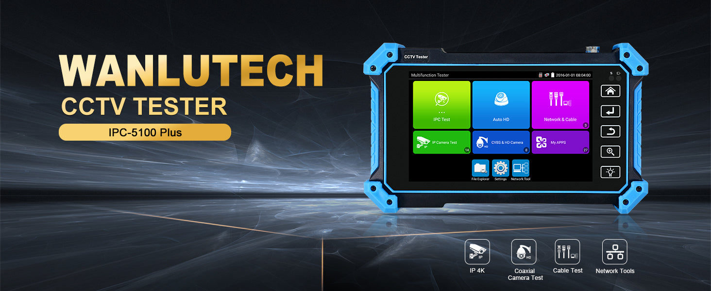 WANLUTECH CCTV Tester Essential Tool for Surveillance Camera Cable Network Testing IPC-5100 Plus