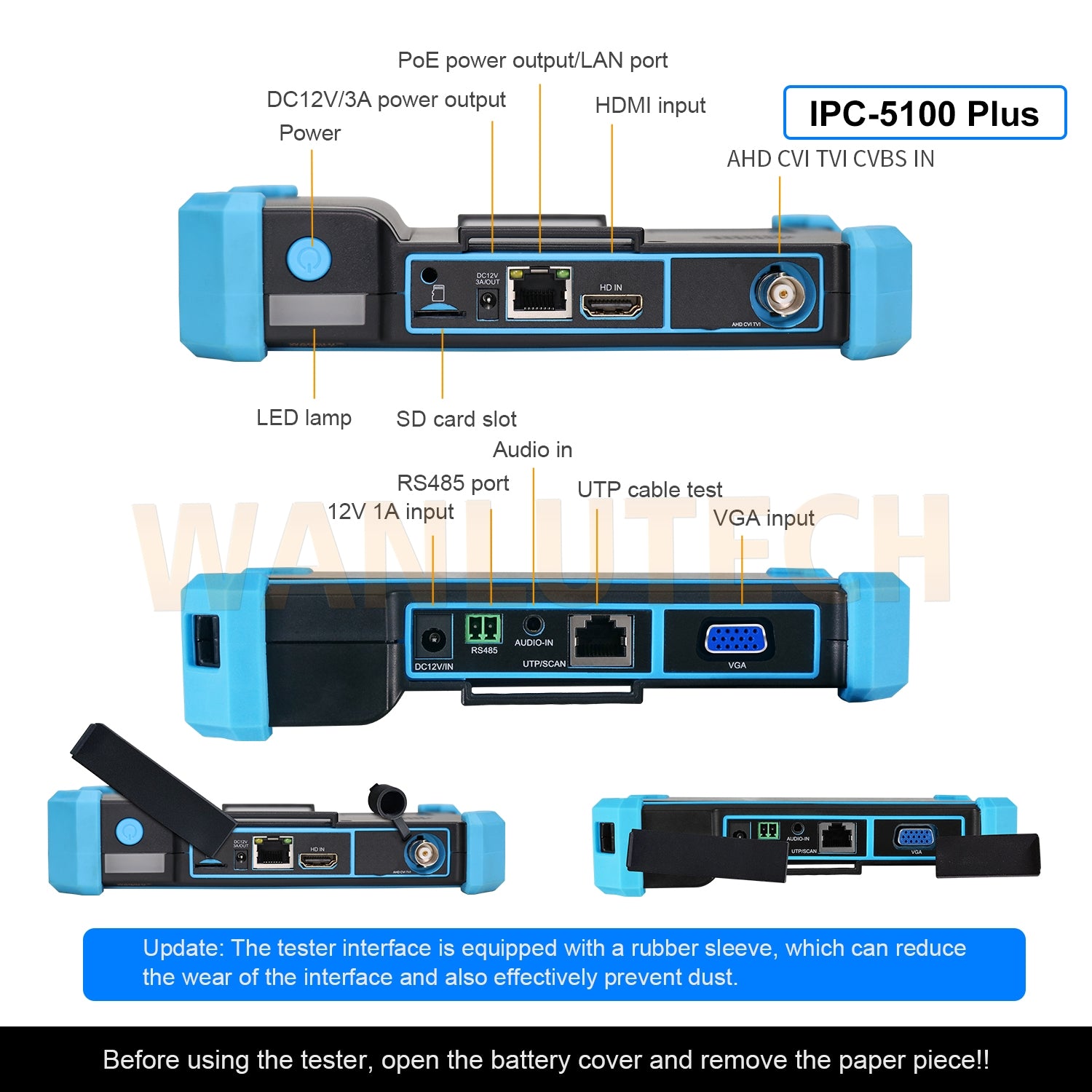WANLUTECH 8K IP camera tester CCTV Tester Essential Tool for Surveillance Camera Cable Network Testing IPC-5100 Plus