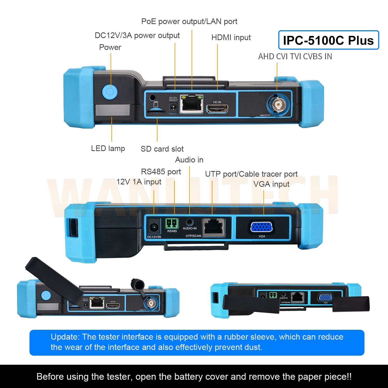 WANLUTECH 8K IP camera tester CCTV Tester Essential Tool for Surveillance Camera Cable Network Testing IPC-5100 Plus
