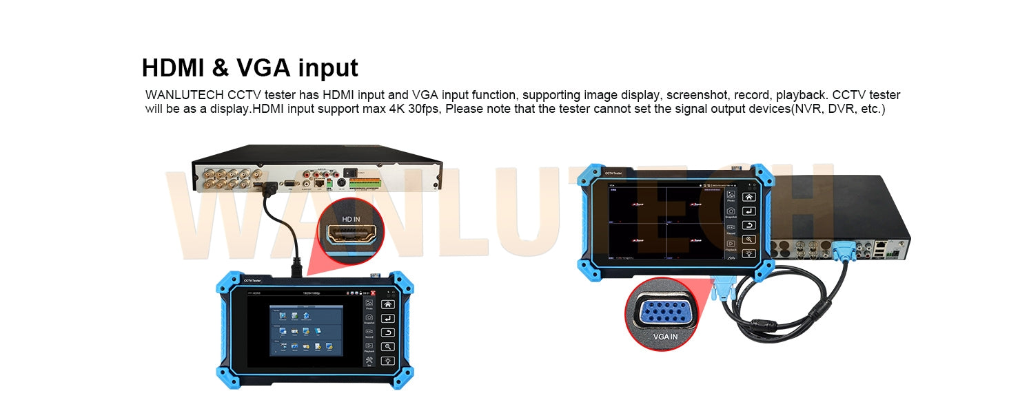 WANLUTECH CCTV Tester Essential Tool for Surveillance Camera Cable Network Testing IPC-5100C Plus