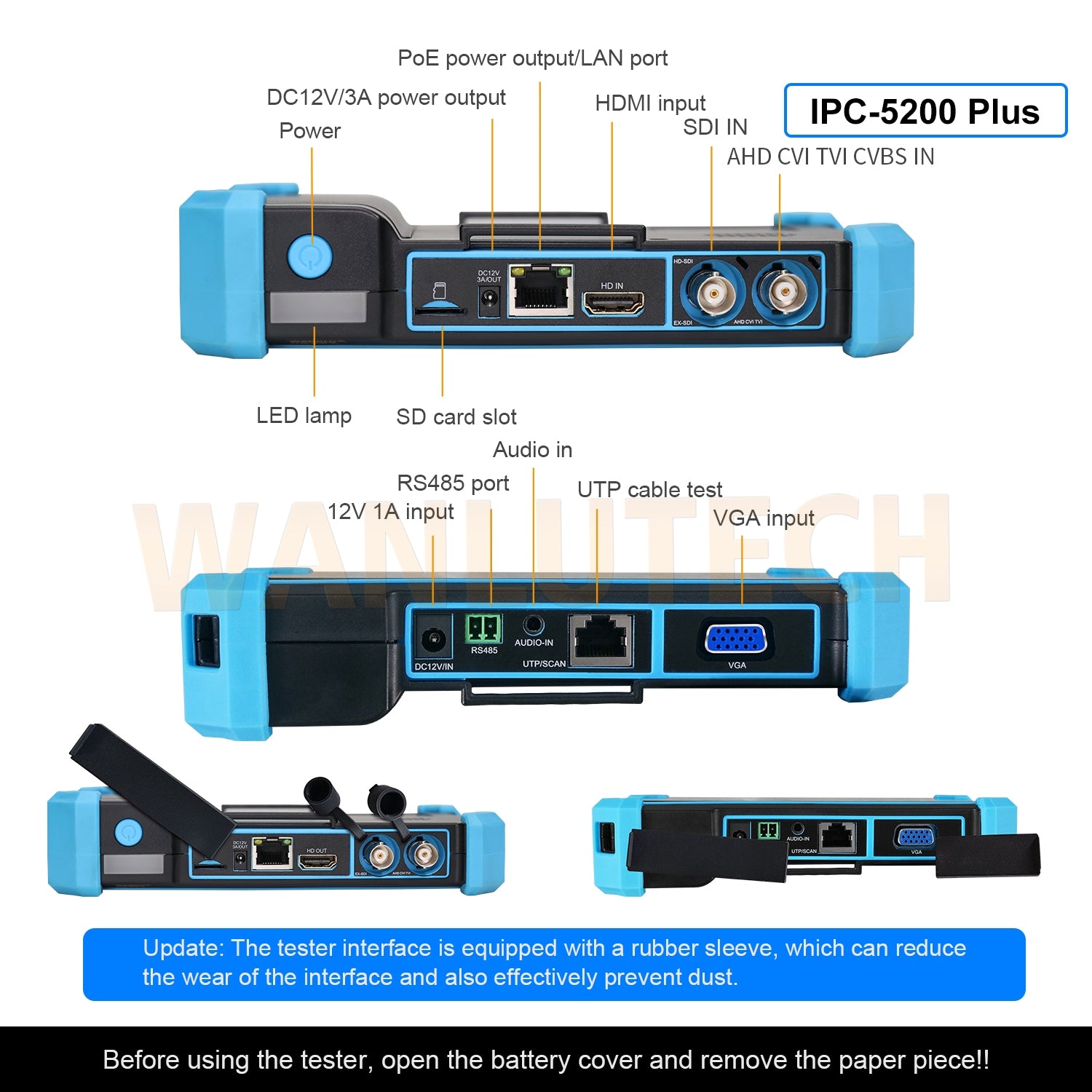 WANLUTECH 8K IP camera tester CCTV Tester Essential Tool for Surveillance Camera Cable Network Testing IPC-5200 Plus