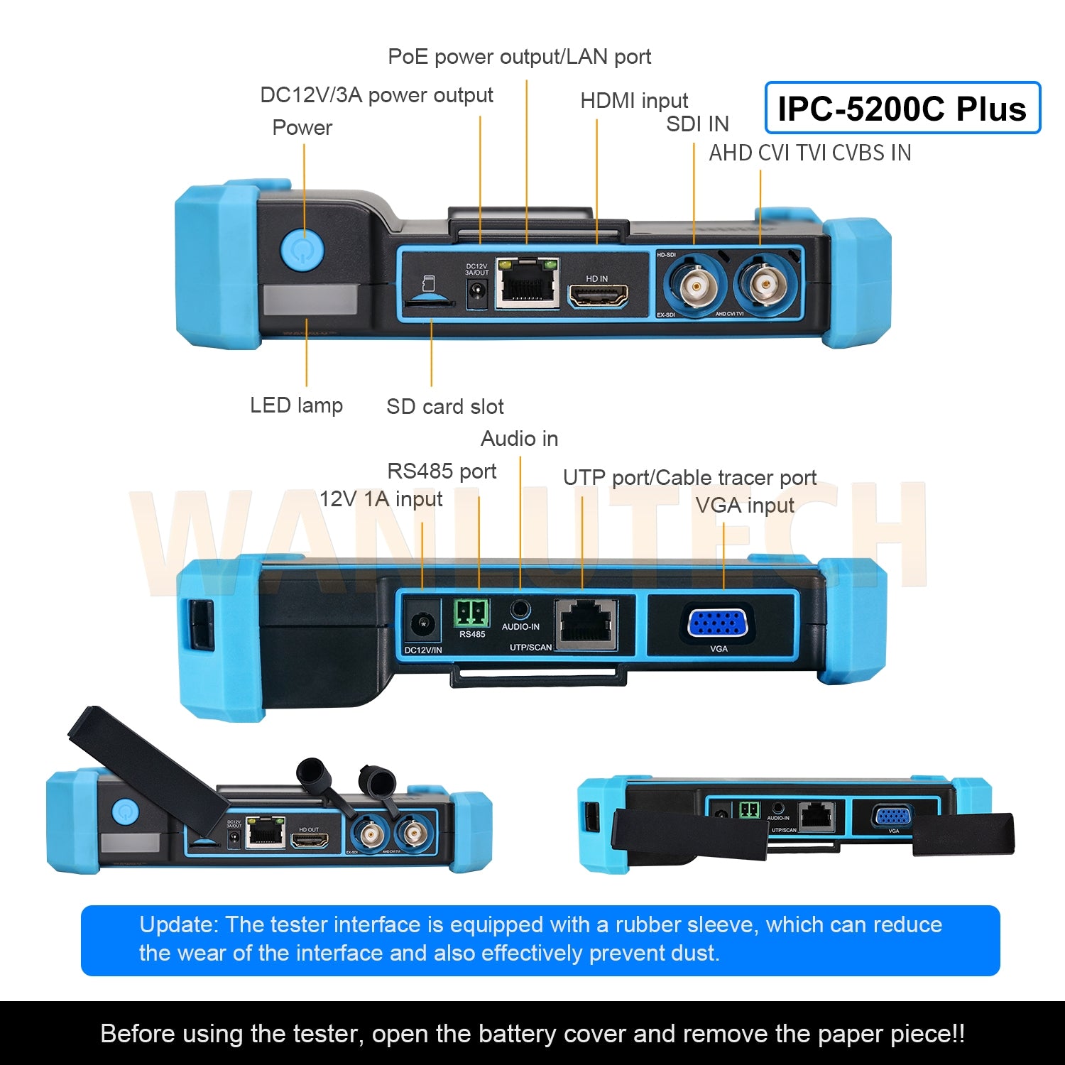 WANLUTECH 8K IP camera tester CCTV Tester Essential Tool for Surveillance Camera Cable Network Testing IPC-5200C Plus