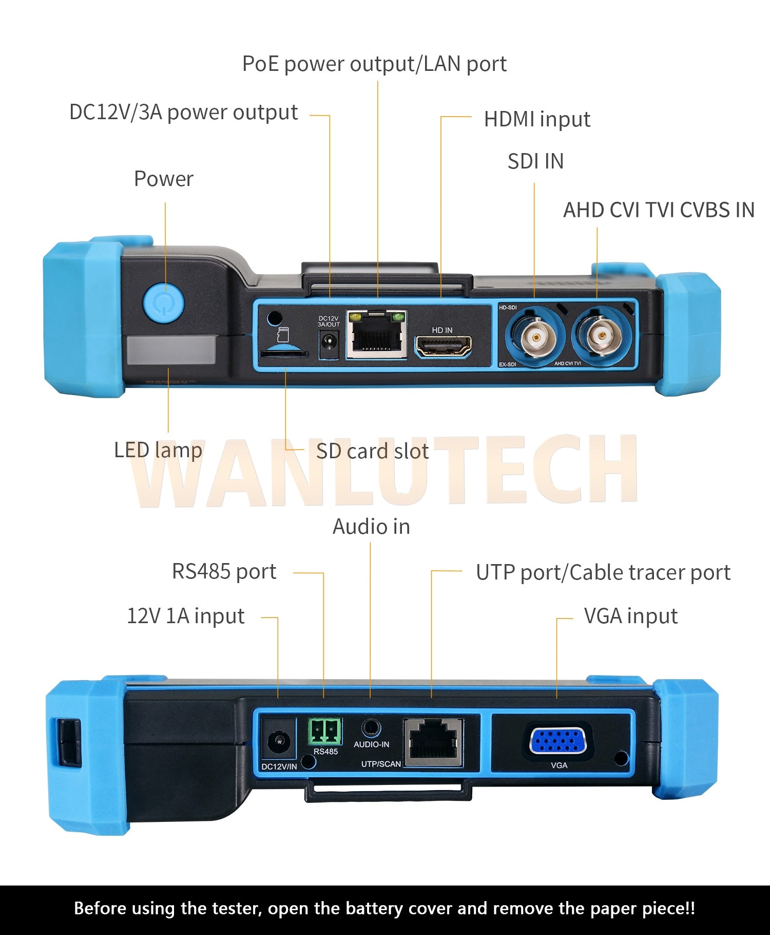 WANLUTECH CCTV Tester Essential Tool for Surveillance Camera Cable Network Testing IPC-5200C Plus 