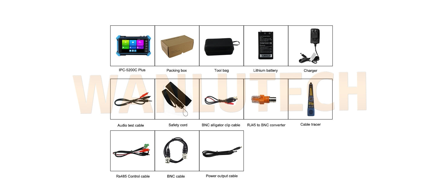 WANLUTECH CCTV Tester Essential Tool for Surveillance Camera Cable Network Testing IPC-5200C Plus 