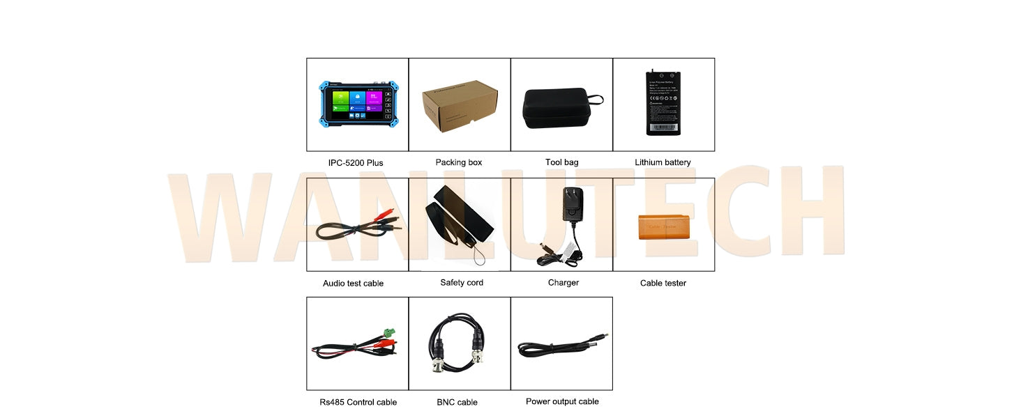 WANLUTECH CCTV Tester Essential Tool for Surveillance Camera Cable Network Testing IPC-5200 Plus