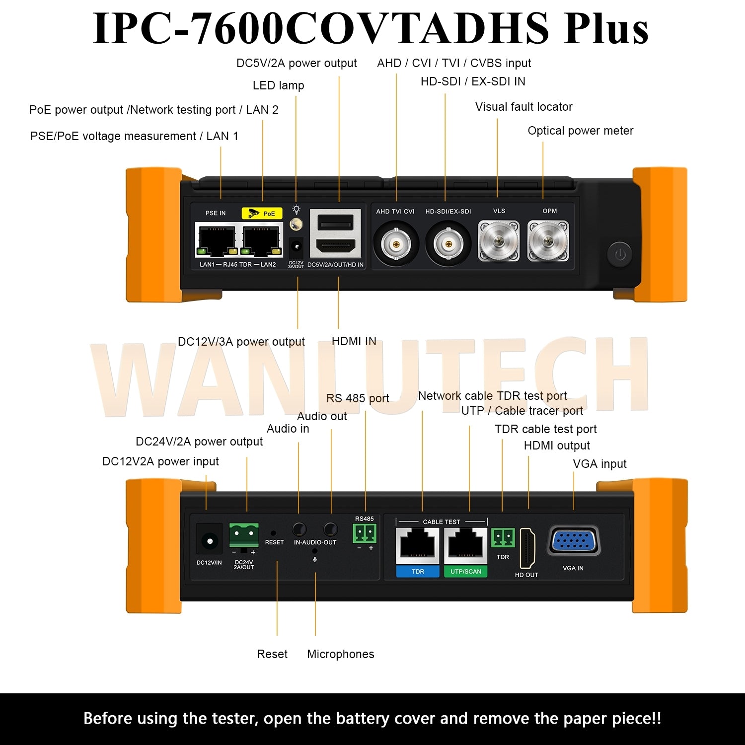 WANLUTECH 8K IP CAMERA TESTER CCTV TESTER CABLE TESTER NETWORK TESTING TOOL IPC-7600COVTADHS_Plus