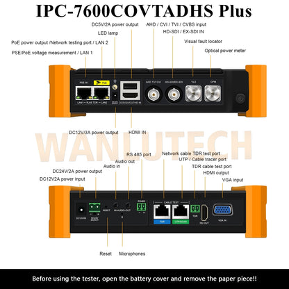 WANLUTECH 8K IP CAMERA TESTER CCTV TESTER CABLE TESTER NETWORK TESTING TOOL IPC-7600COVTADHS_Plus